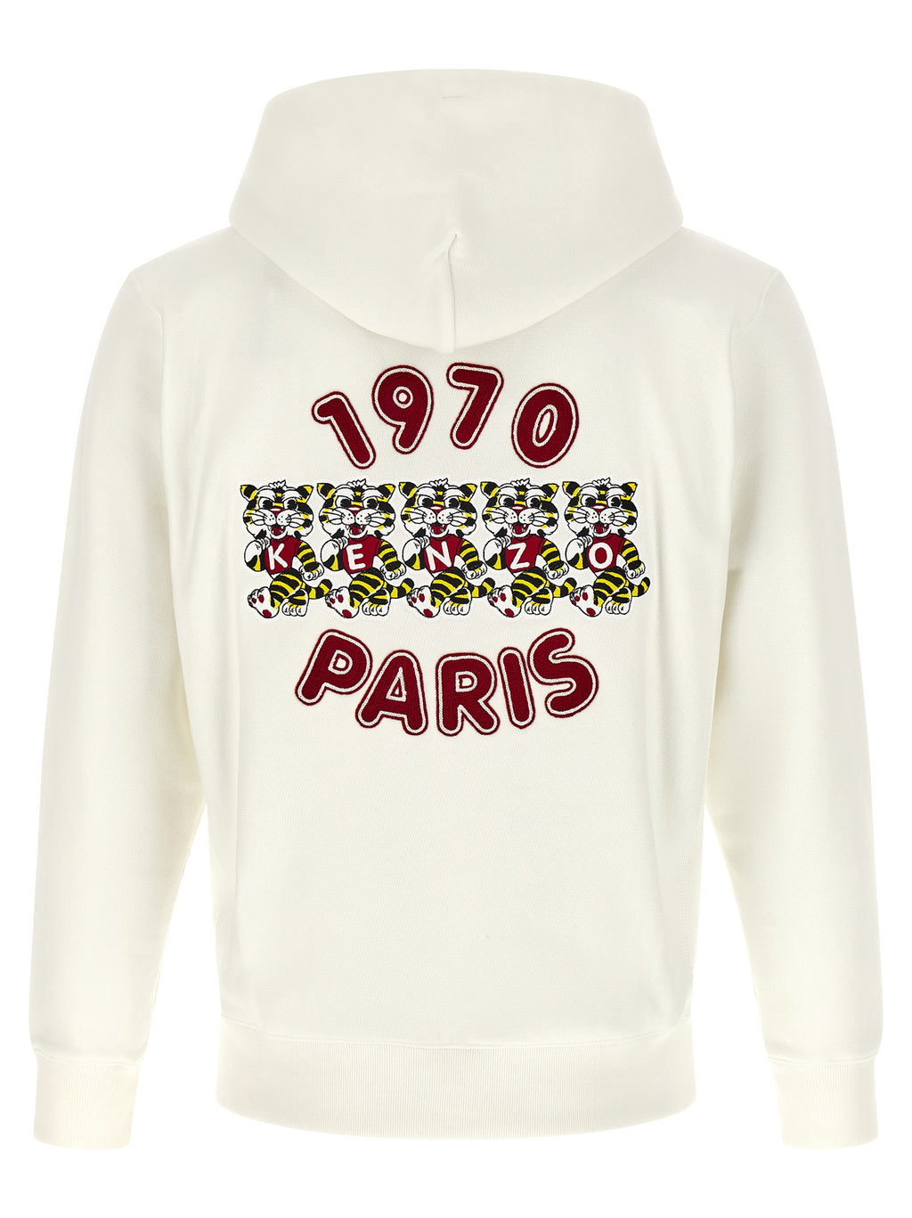 Sweat-shirt blanc en coton de la marque Kenzo, vue de face, avec logo discret sur la poitrine, tissu doux et confortable visible.