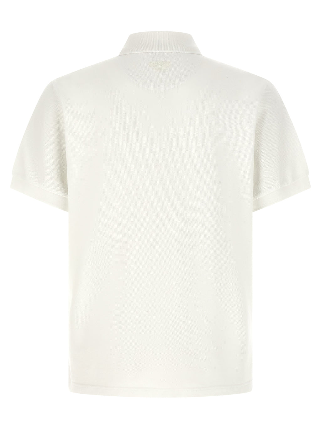 Chemise polo blanche en coton de la marque Kenzo, vue de face avec col et boutons visibles.