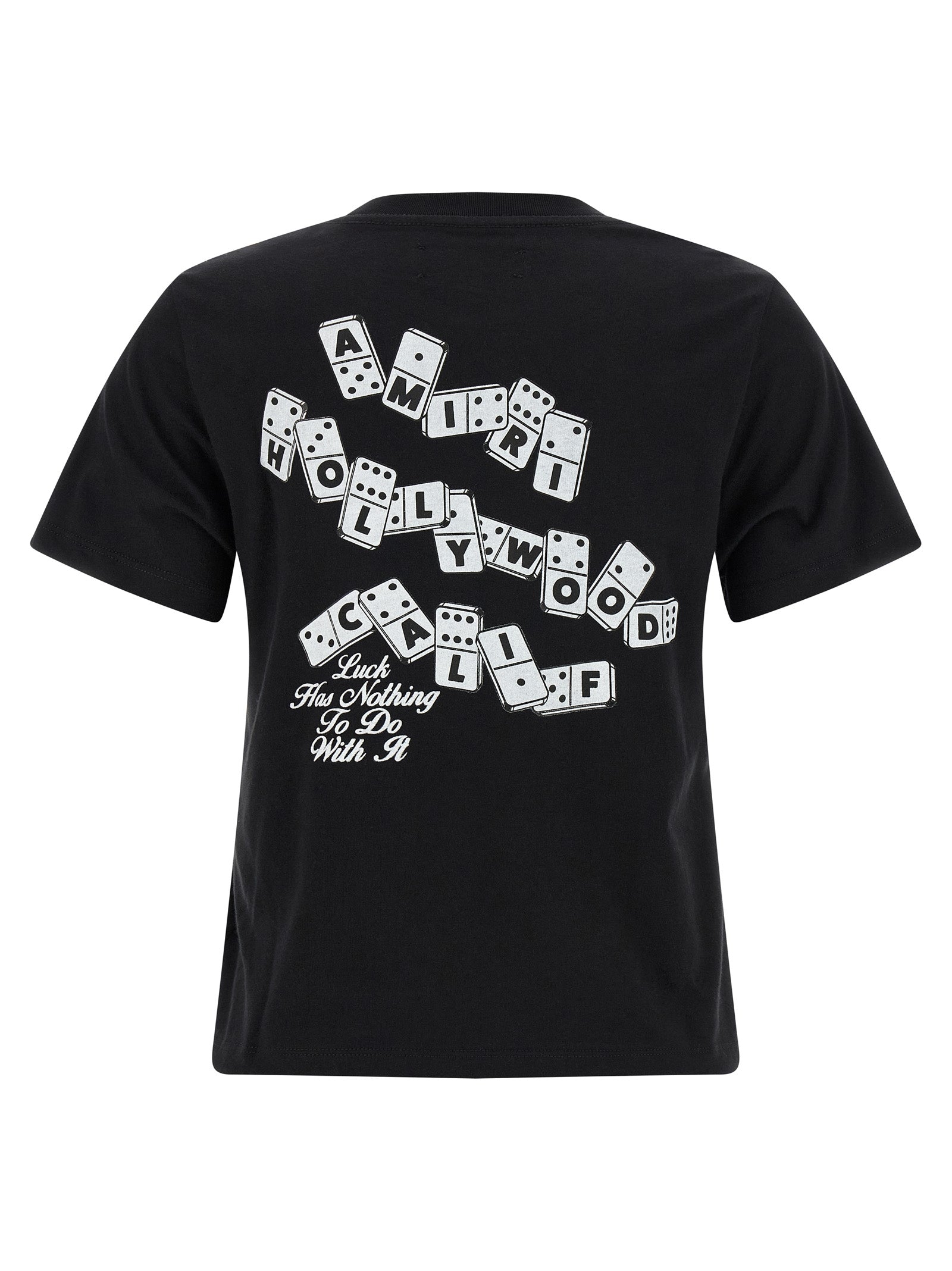 T-shirt noir en coton de la marque Amiri, coupe classique avec logo discret sur la poitrine.
