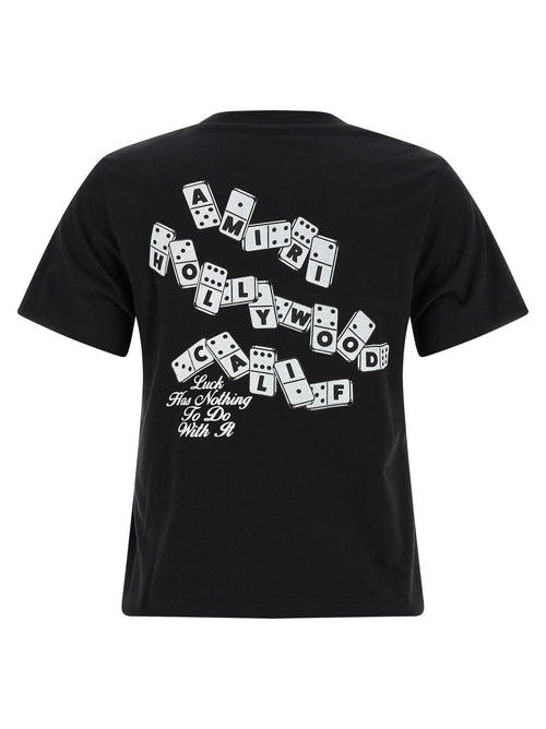 T-shirt noir en coton de la marque Amiri, coupe classique avec logo discret sur la poitrine.