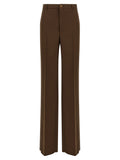 Pantalon habillé marron en polyester de la marque Gucci, coupe élégante et tissu lisse visible sur l'image.