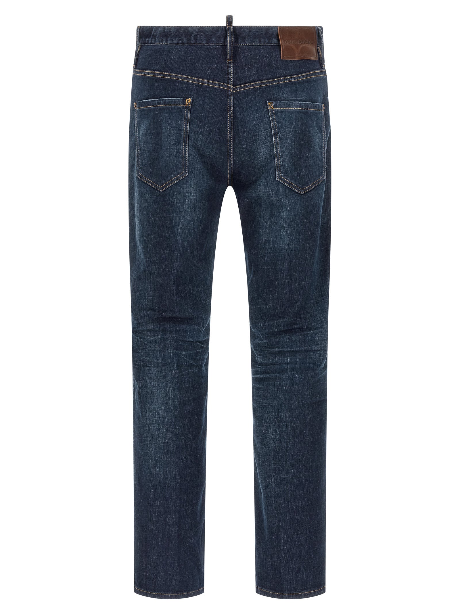 Jeans droits en coton bleu de Dsquared², style classique, visible avec fermeture éclair et poches avant.