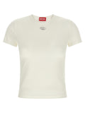 T-shirt blanc en coton Diesel pour homme, coupe classique, porté sur un mannequin.
