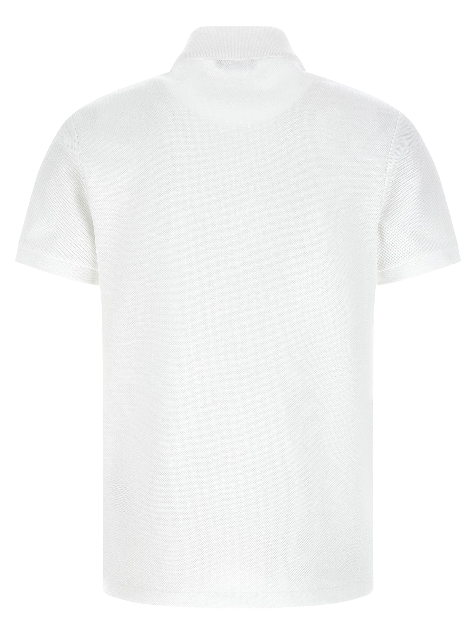 Chemise polo en coton bicolore Balmain avec col et manches contrastés, vue de face.