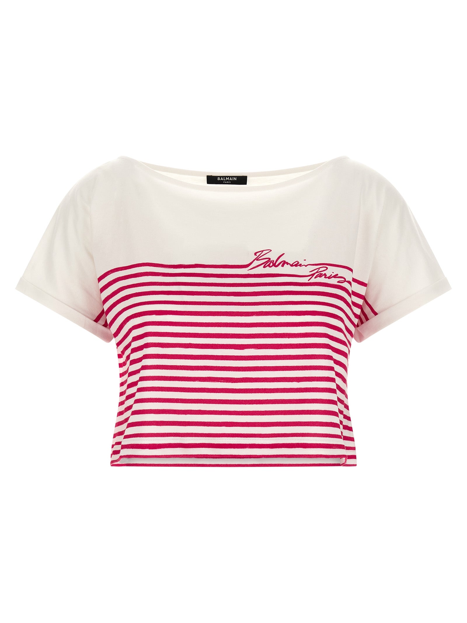 Balmain Fuchsia Baumwoll-T-Shirt