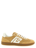 Chaussures sneakers basses en cuir de veau beige de Balmain, chaussures de mode élégantes pour homme et femme.