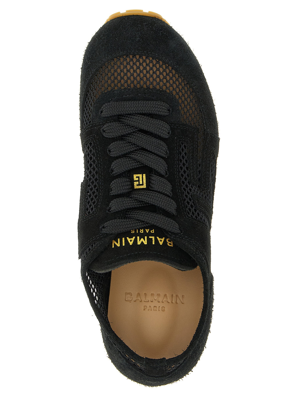 Balmain Athletic-Sneakers aus schwarzem Kalbsleder