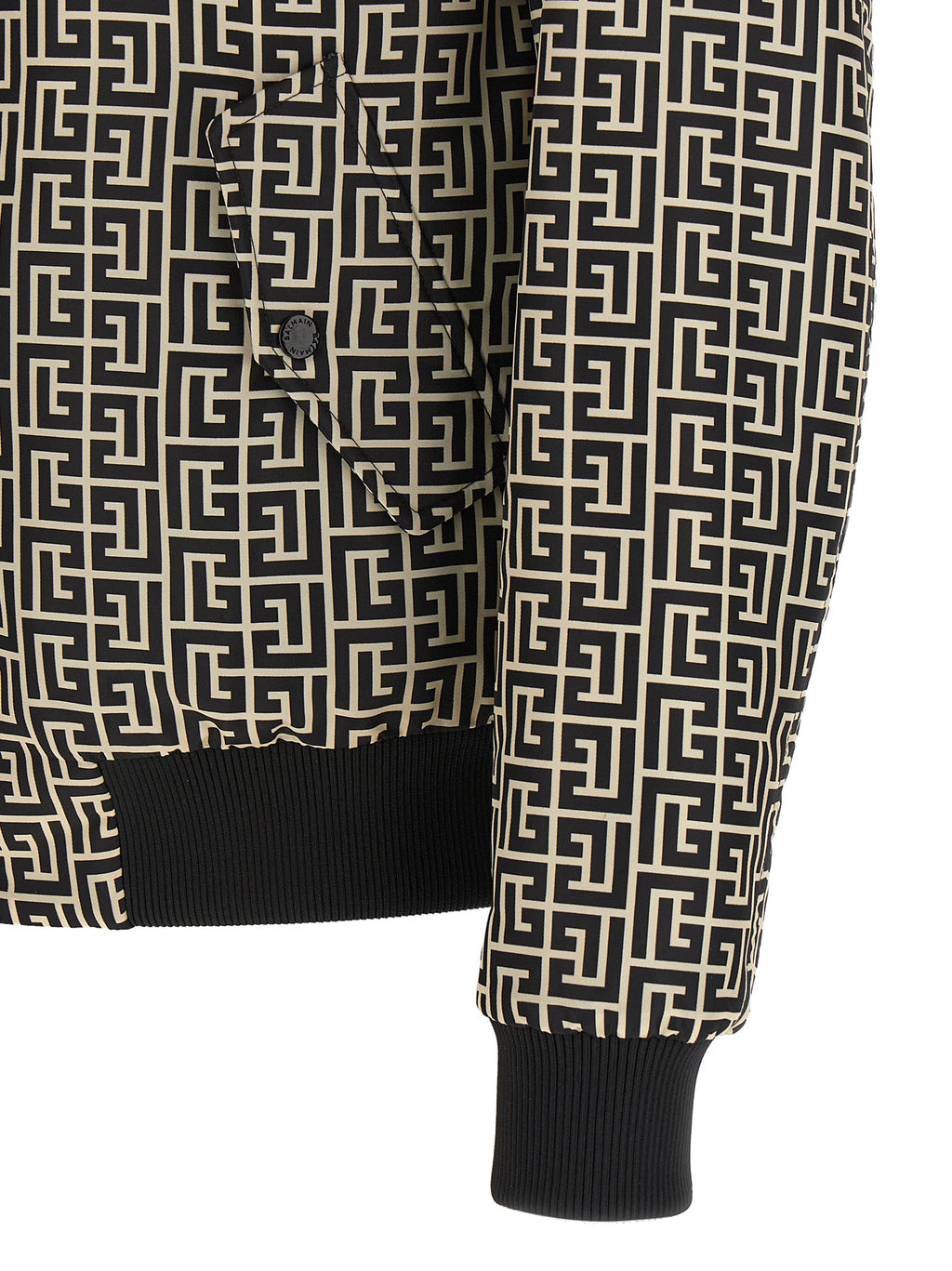 Veste bomber noire en polyamide de Balmain, coupe ajustée avec détails modernes et style élégant.