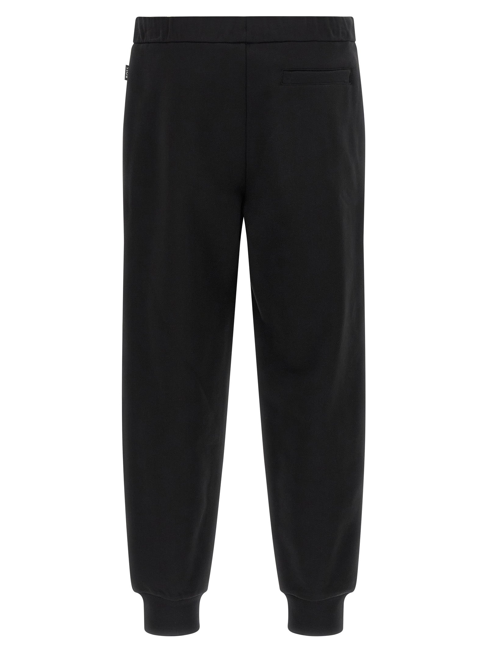 Pantalons de jogging noirs en coton Hugo Boss pour sport, avec ceinture élastique et poches latérales, style décontracté.