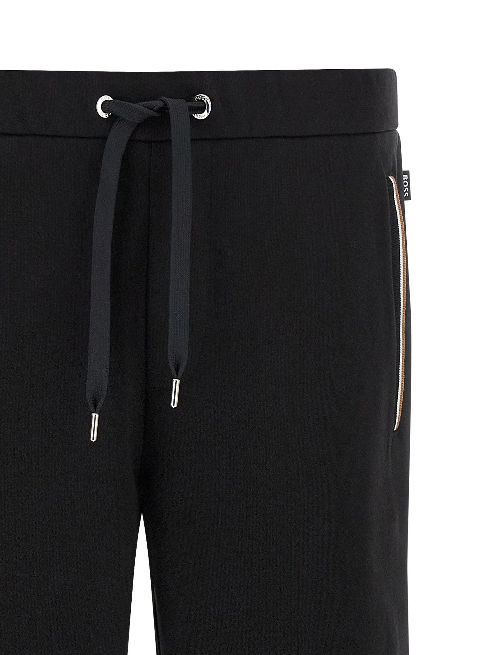 Pantalons de jogging en coton noir Hugo Boss pour homme, décontractés et confortables, parfaits pour l'entraînement ou le loisir.