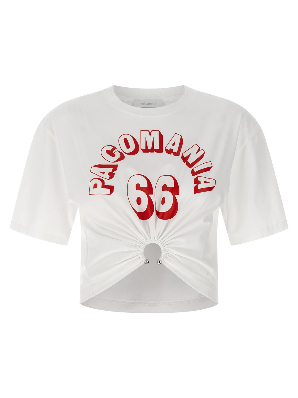 T-shirt blanc en coton de la marque Paco Rabanne, coupe classique avec logo discret sur la poitrine.