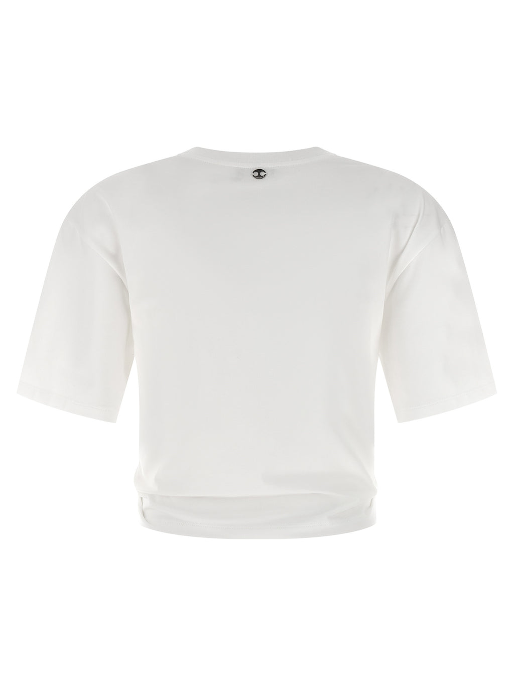 T-shirt blanc en coton de Paco Rabanne, style décontracté, tissu doux et confortable, porté sur mannequin.