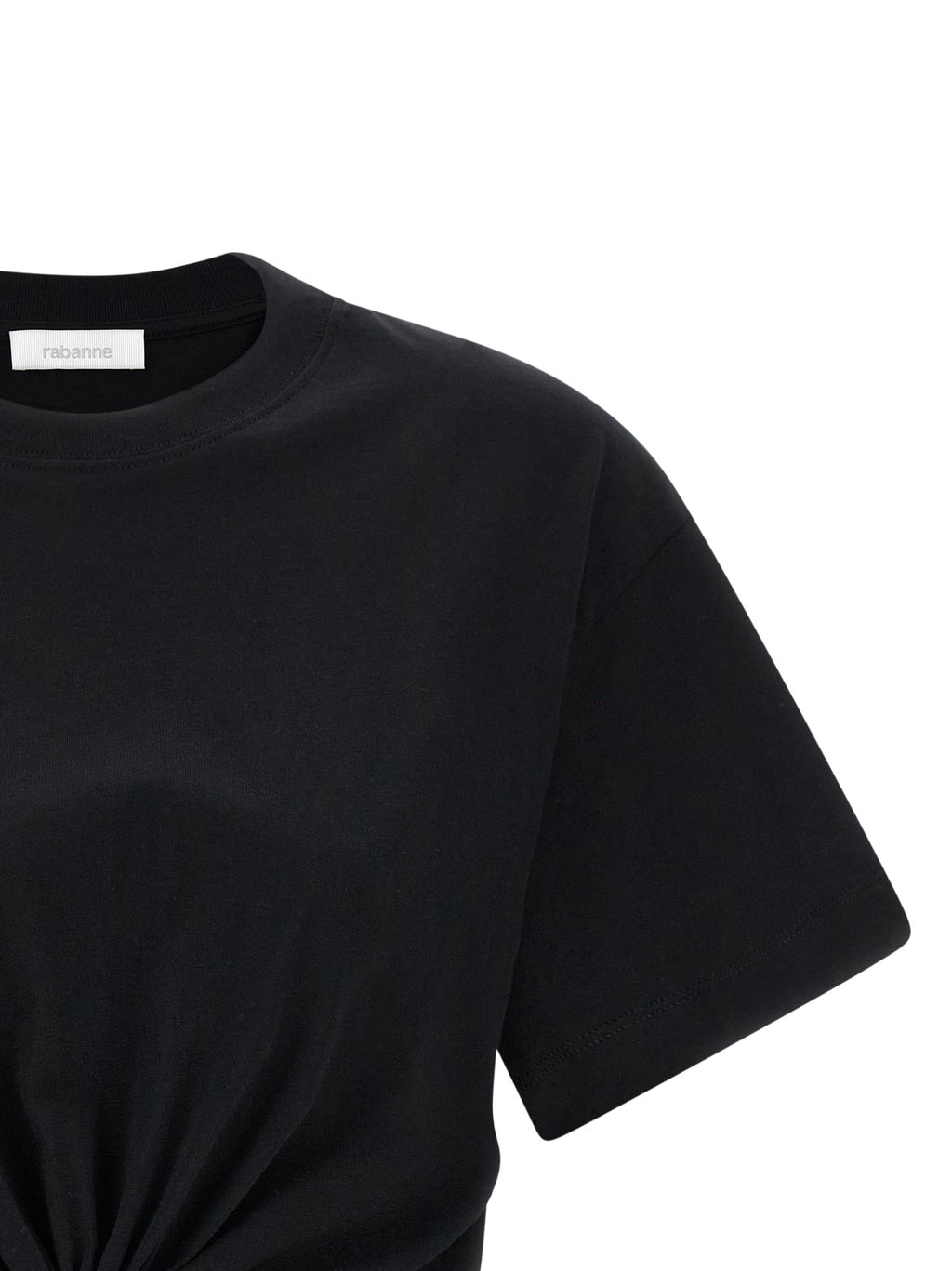 T-shirt noir en coton Paco Rabanne avec logo imprimé, coupe classique et style moderne.