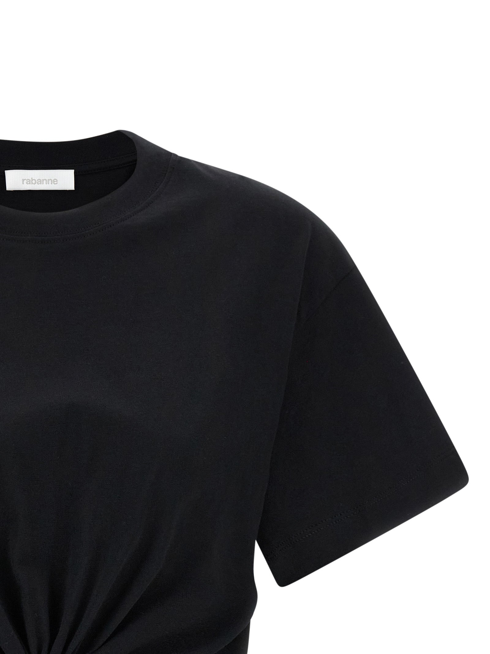 T-shirt noir en coton Paco Rabanne avec logo imprimé, coupe classique et style moderne.