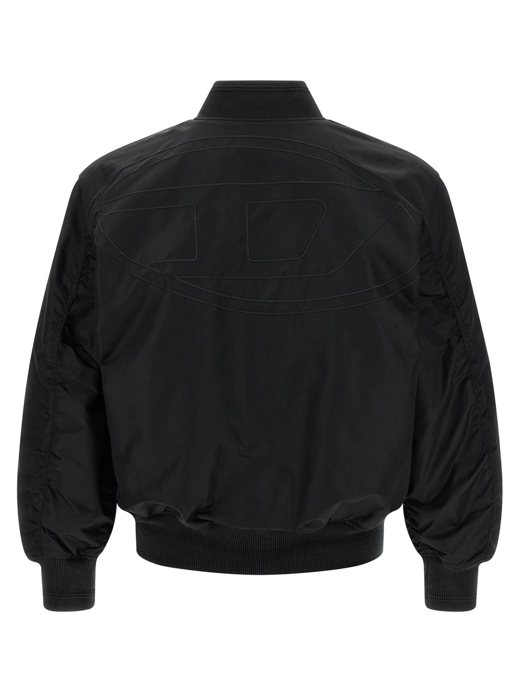 Veste bomber Diesel noire en polyamide, style moderne et légère, avec fermeture éclair et col côtelé.