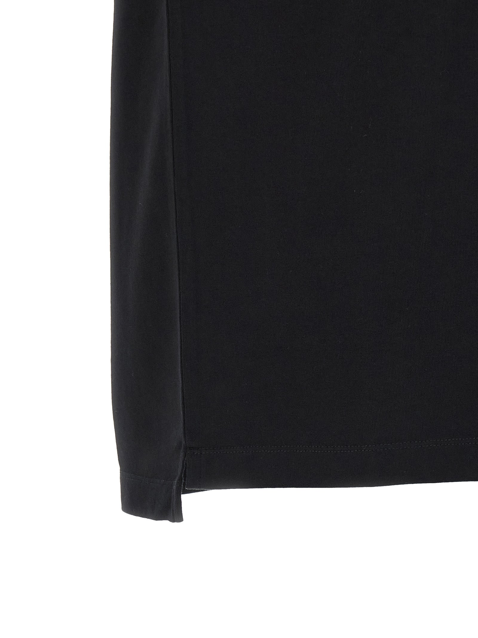 Chemise polo noire en coton de la marque Dsquared², vue de face, avec col et boutons visibles.