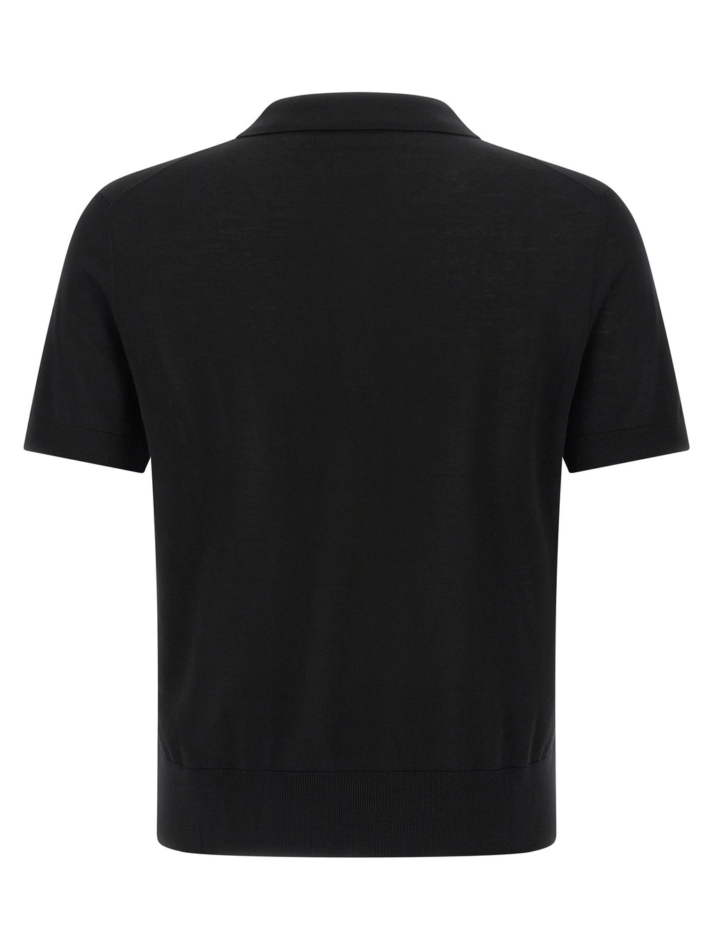 Chemise polo en laine noire de Dsquared², avec col classique et logo discret sur la poitrine, vue de face.