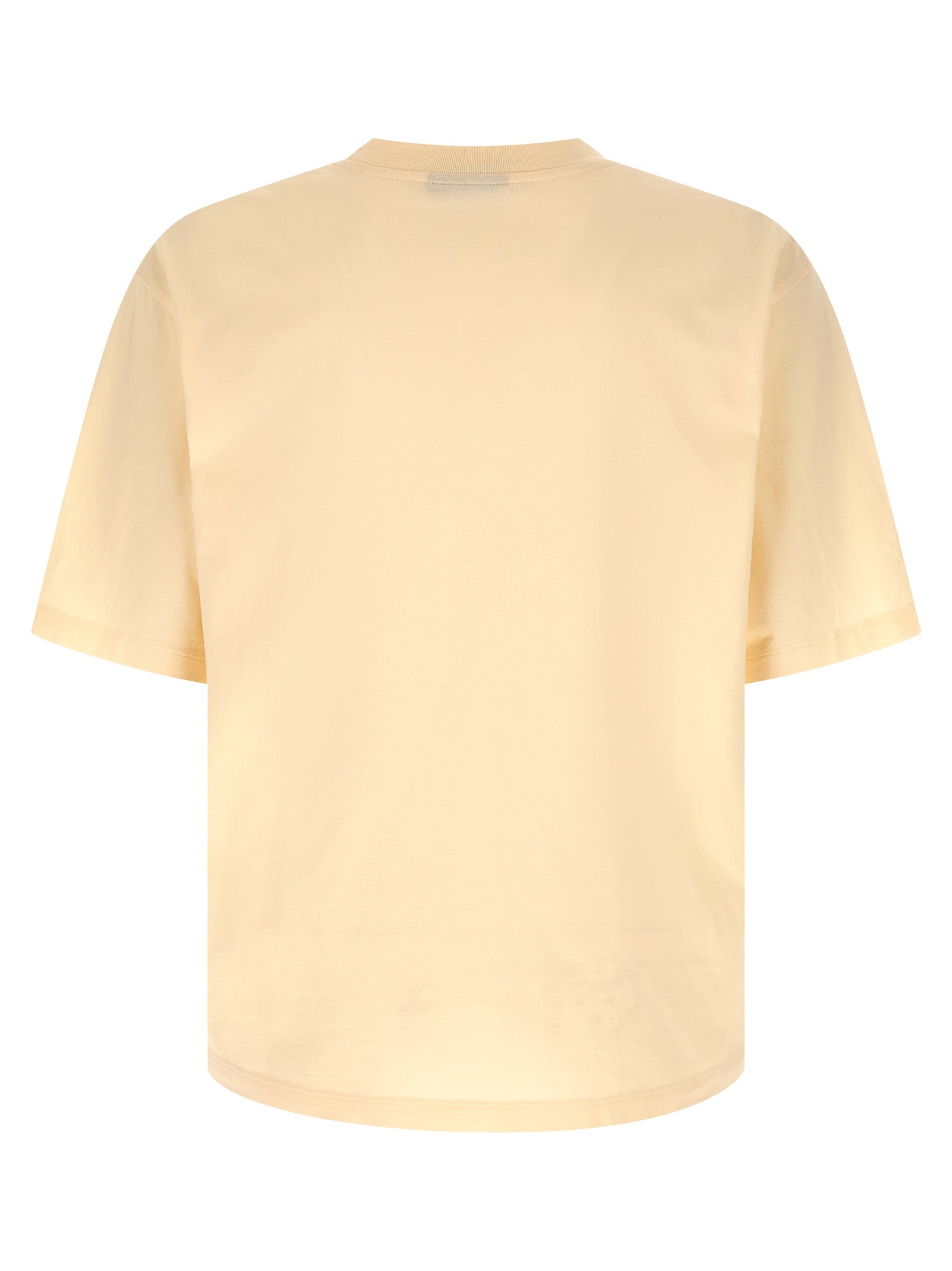 T-shirt en coton beige de la marque Dsquared², coupe classique et détail simple visible sur l'image.