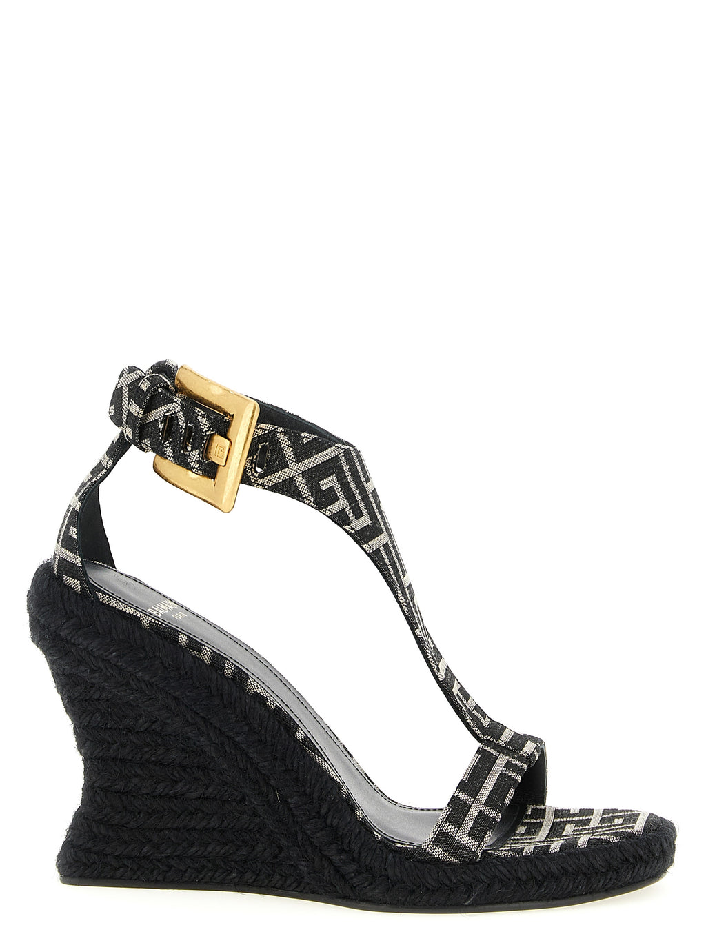 Balmain Keilsandalen aus schwarzem Polyester