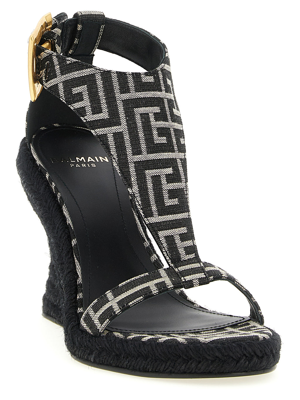 Balmain Keilsandalen aus schwarzem Polyester