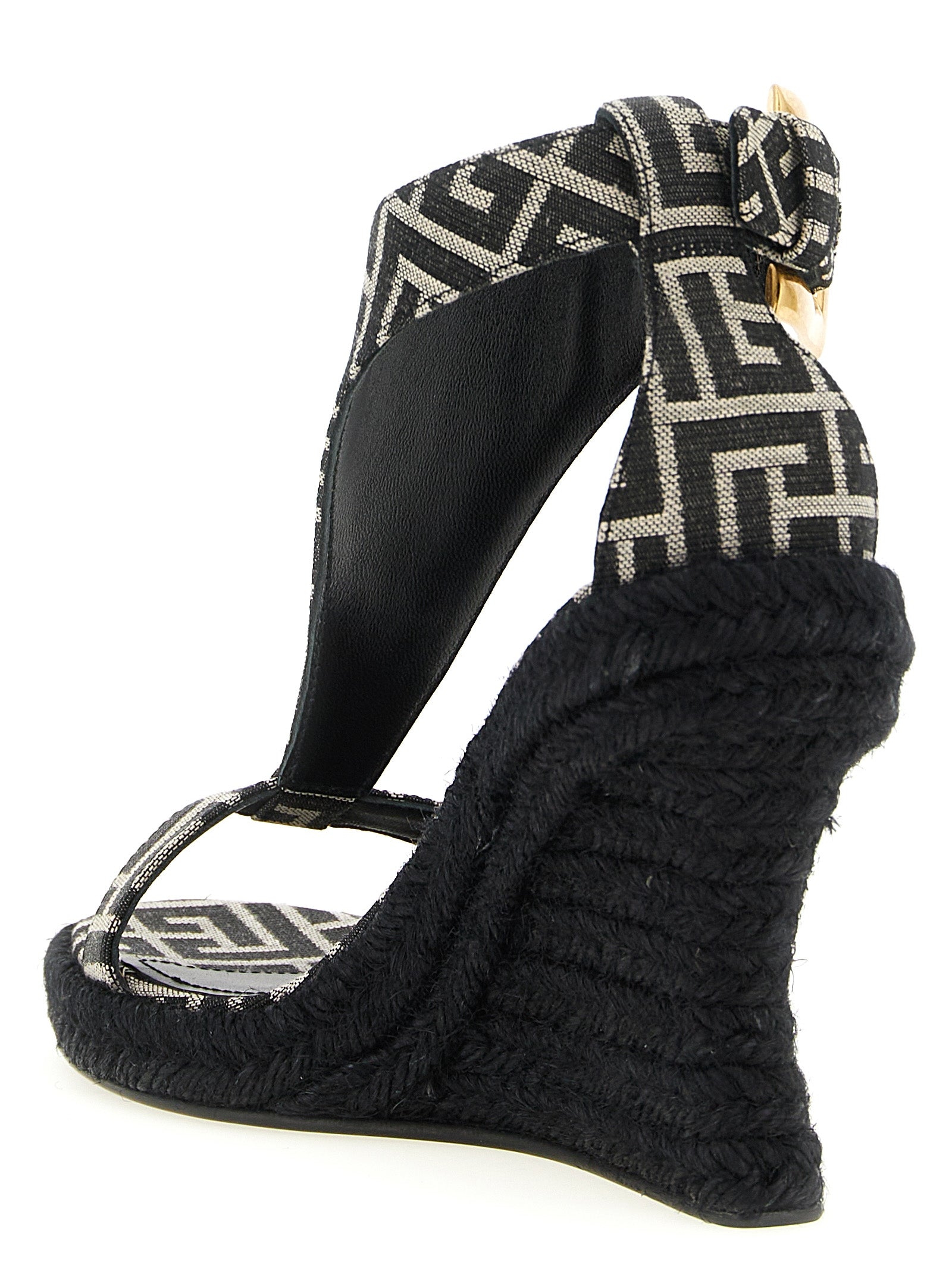 Balmain Keilsandalen aus schwarzem Polyester