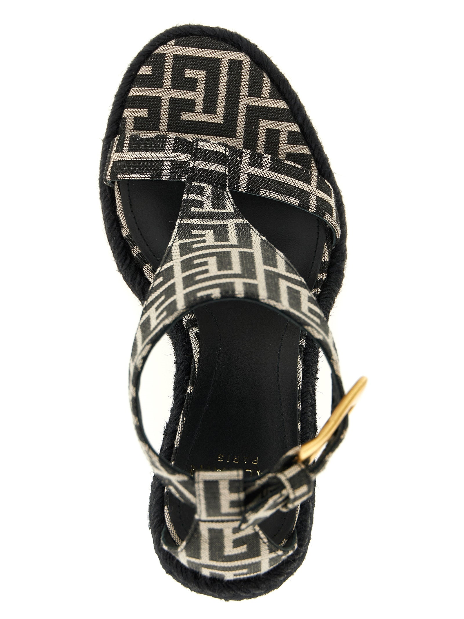 Balmain Keilsandalen aus schwarzem Polyester