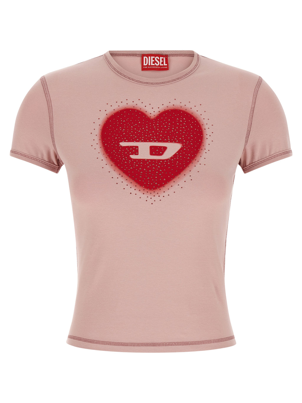 T-shirt en coton multicolore de Diesel, coupe classique, visible avec col rond et motifs colorés sur le devant.