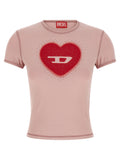 T-shirt en coton multicolore de Diesel, coupe classique, visible avec col rond et motifs colorés sur le devant.