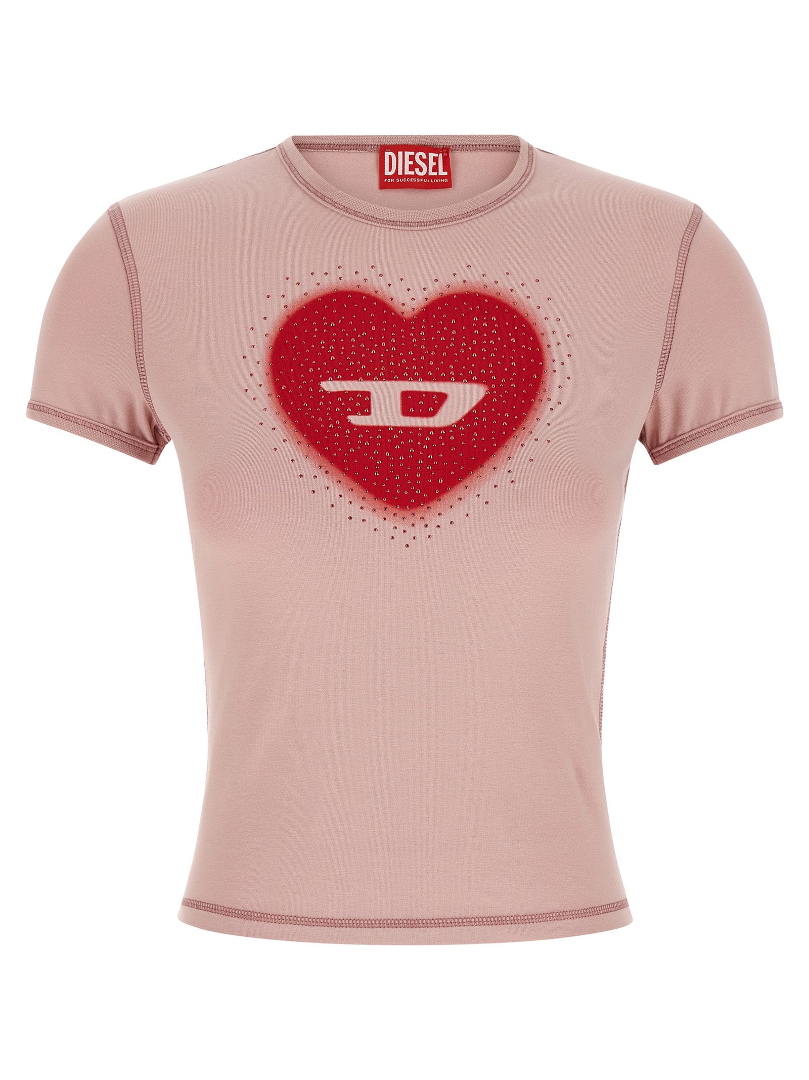 T-shirt en coton multicolore de Diesel, coupe classique, visible avec col rond et motifs colorés sur le devant.