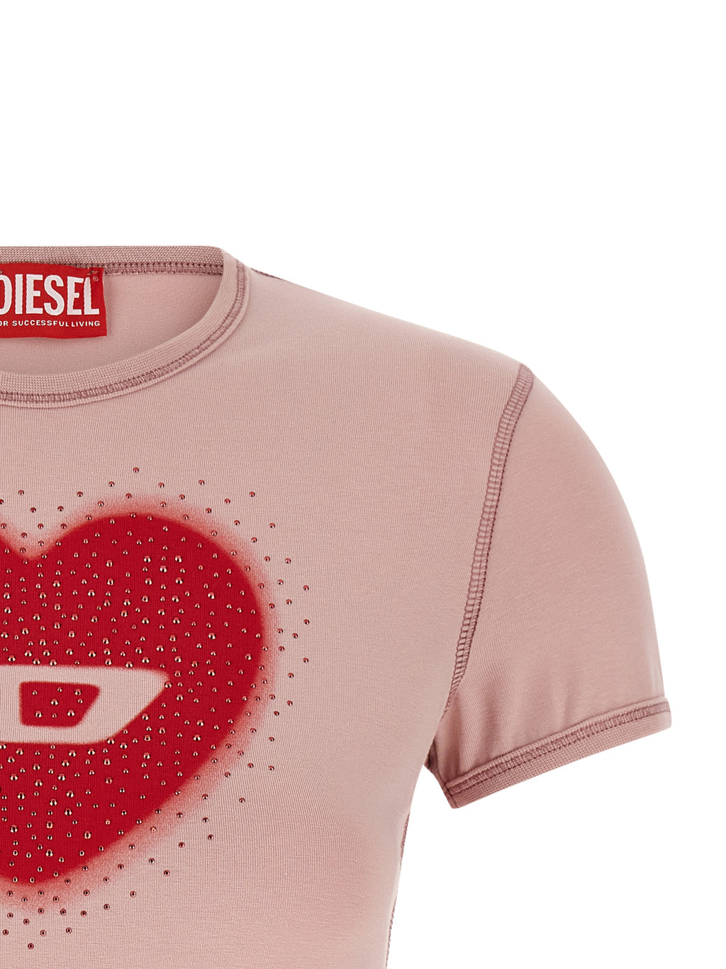 T-shirt en coton multicolore de la marque Diesel, coupe classique avec logo visible, porté sur mannequin.