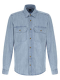 Chemise en coton bleu Hugo Boss, coupe élégante, détails soignés, idéale pour un look chic et moderne.