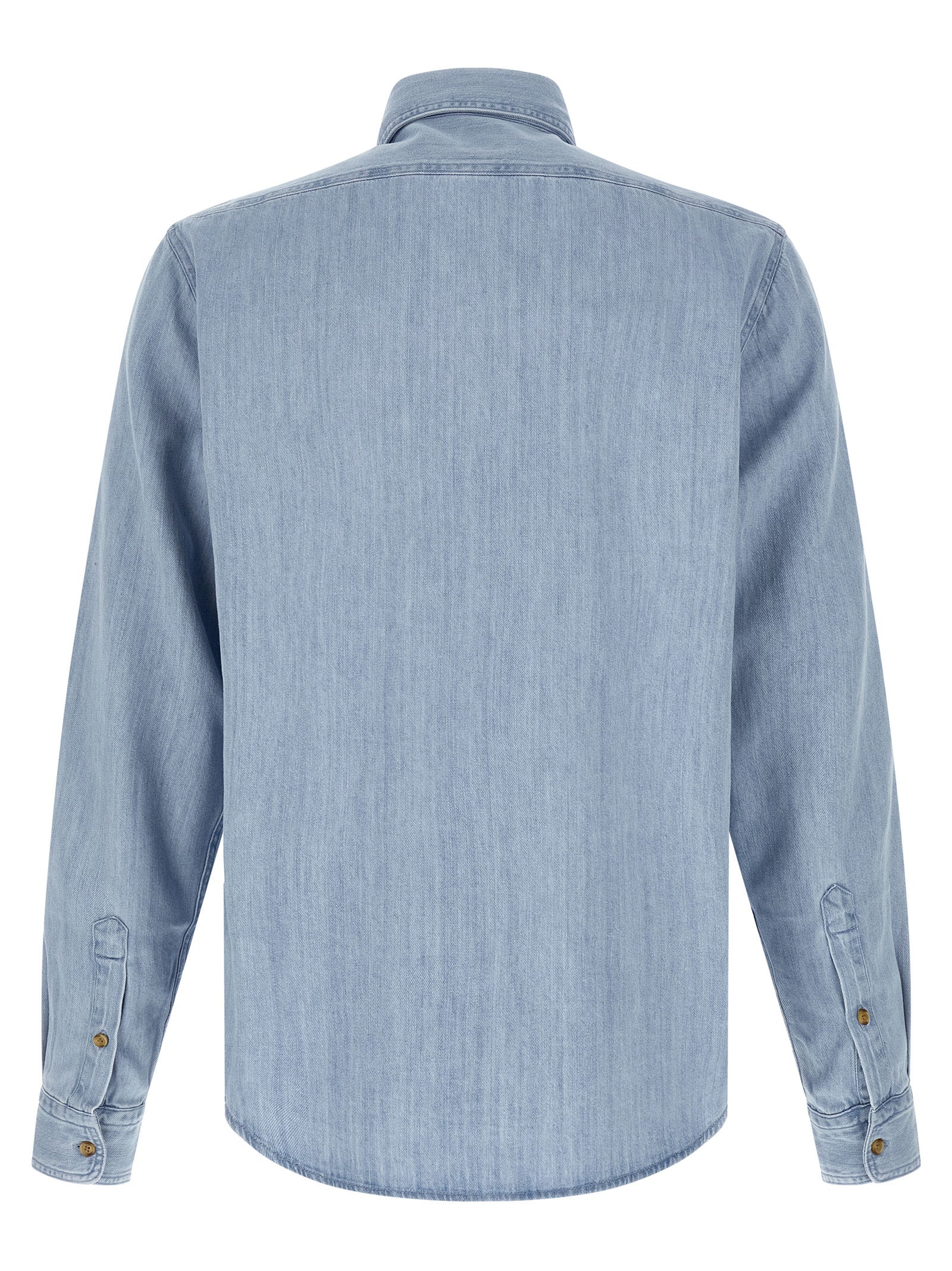 Blouse en coton bleu de la marque Hugo Boss, élégante et légère, affichée sur un mannequin.