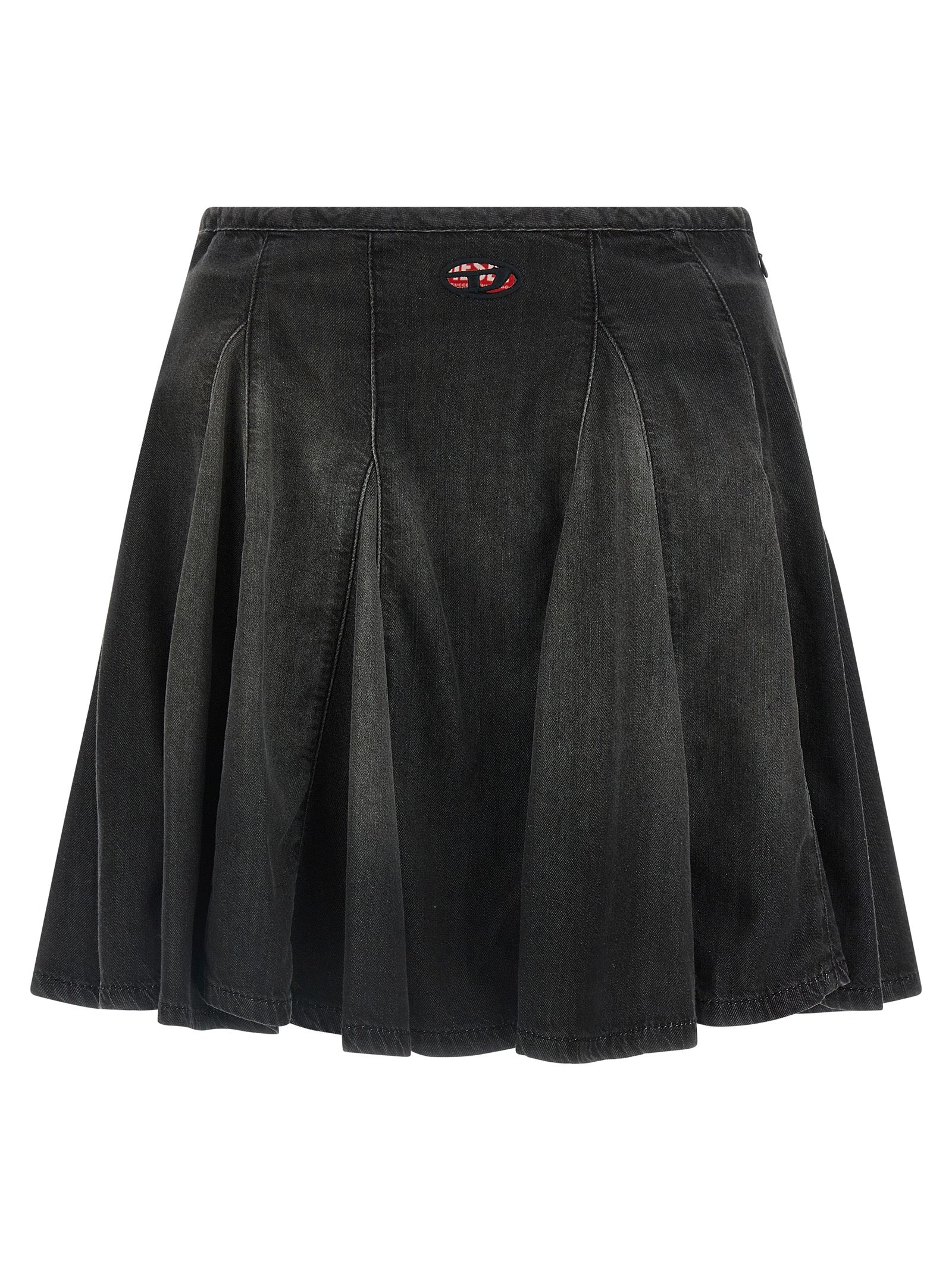 Jupe longue en coton noir Diesel, style décontracté, avec détails de couture visibles, pour un look moderne et confortable.