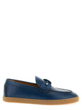Chaussures Christian Louboutin en cuir de veau bleu, mocassins slip-on élégants pour homme.