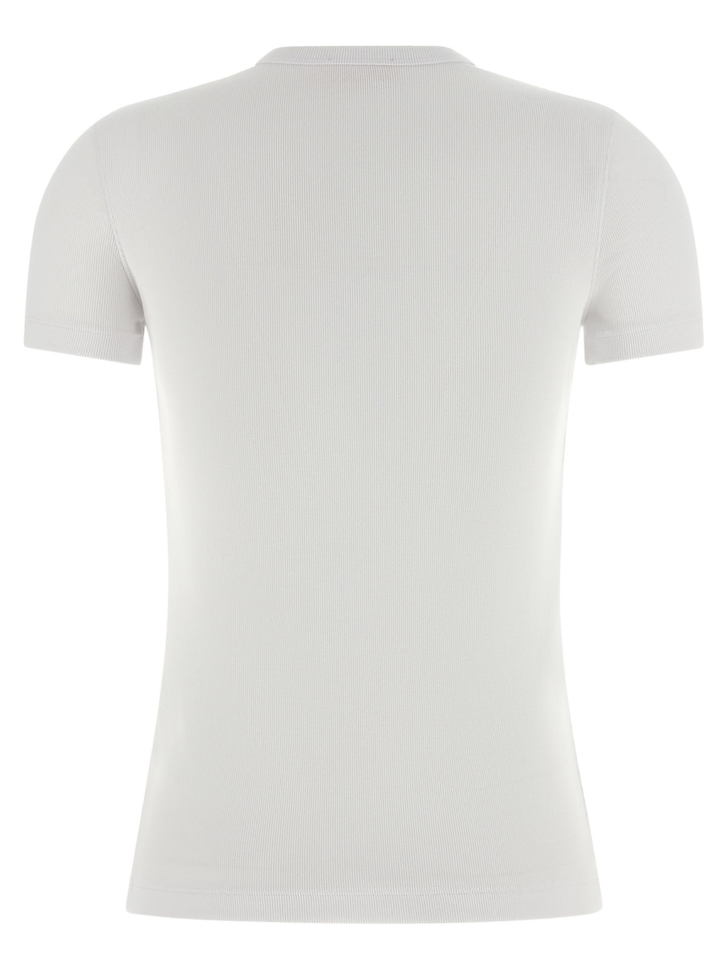T-shirt en coton blanc de la marque Diesel, coupe classique, porté sur mannequin, détails du col et des manches visibles.