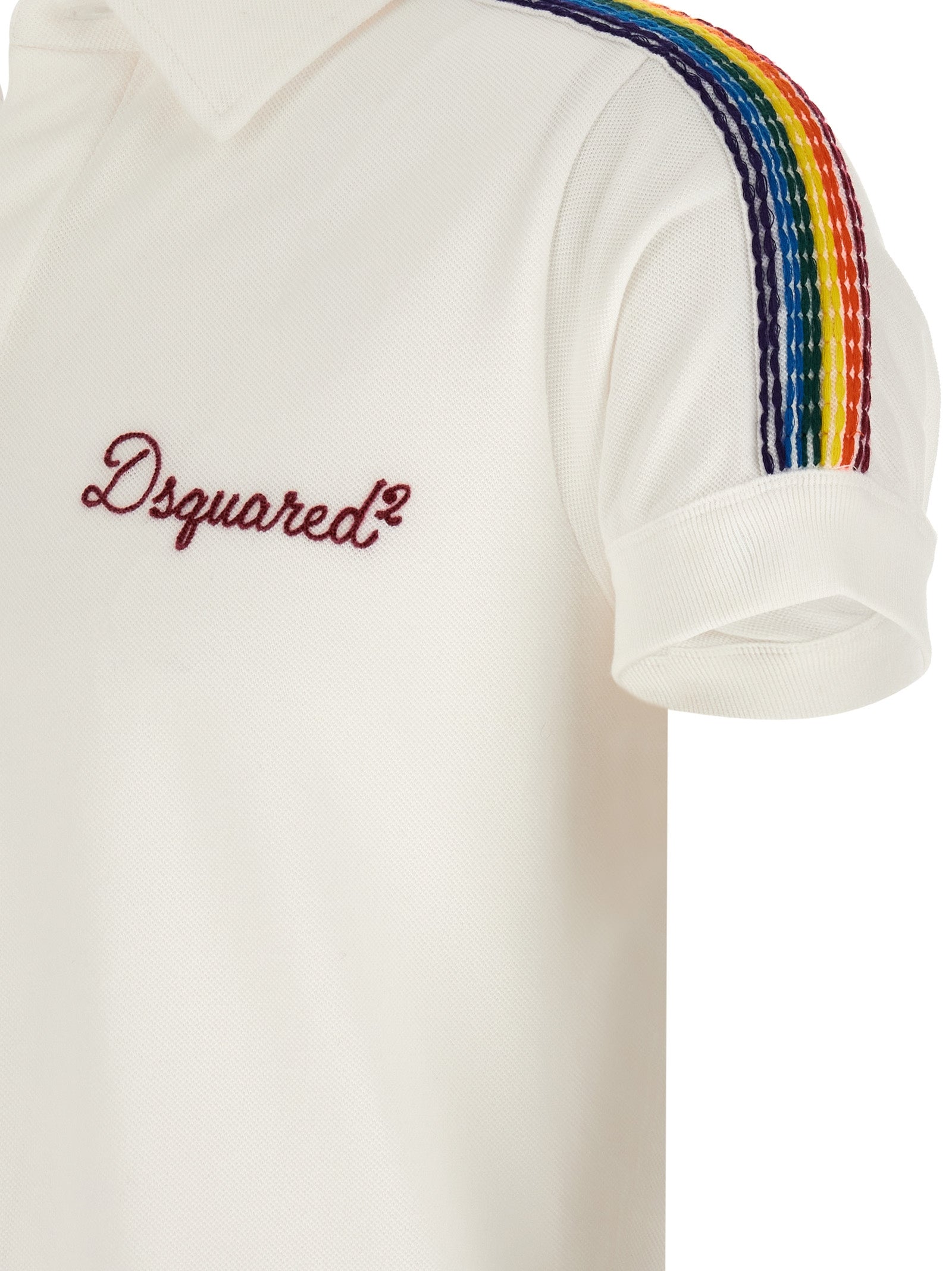 Chemise polo en coton blanc de la marque Dsquared², détail classique avec col et manches courtes.
