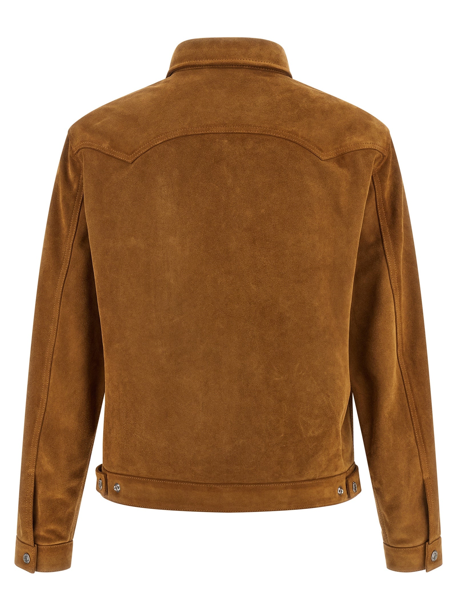 Blouson en polyvinyl beige de Dsquared², veste en cuir synthétique avec col et manches longues, visible sur l'image.