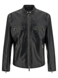 Veste en cuir noire Dsquared² pour homme, élégante et ajustée avec détails en cuir véritable.