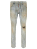 Jean en denim en coton bleu Dsquared² avec coupe classique, visible en détail sur le produit.