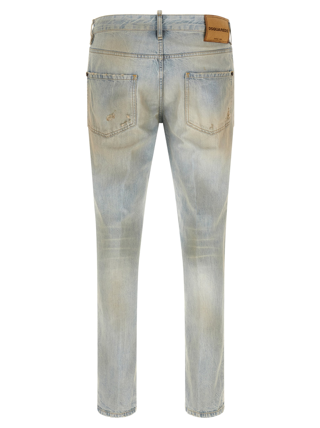 Jeans en denim en coton bleu Dsquared², coupe classique, détails de couture visibles, parfaits pour un look décontracté.