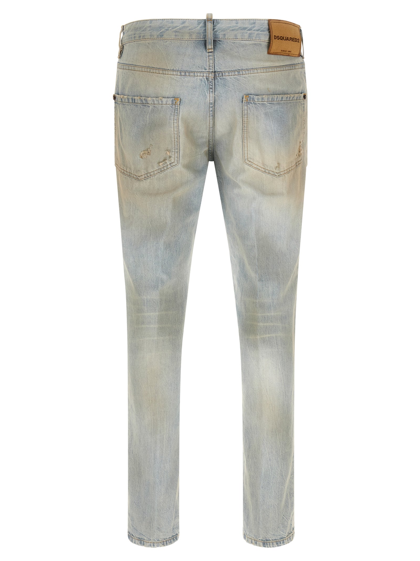 Jeans en denim en coton bleu Dsquared², coupe classique, détails de couture visibles, parfaits pour un look décontracté.