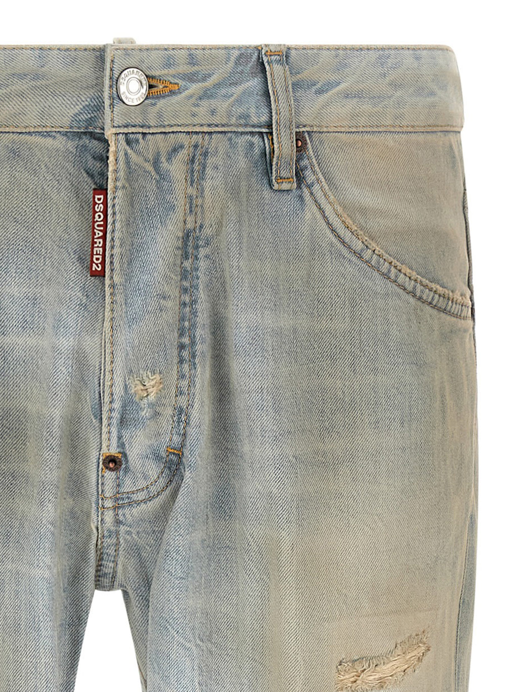 Jeans en denim en coton bleu de Dsquared², coupe classique, visible avec poches et coutures, pour un style décontracté.