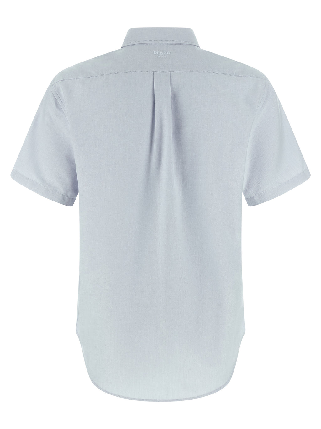Chemise en coton bleue de la marque Kenzo, détails du tissu et coupe élégante visible sur l'image.