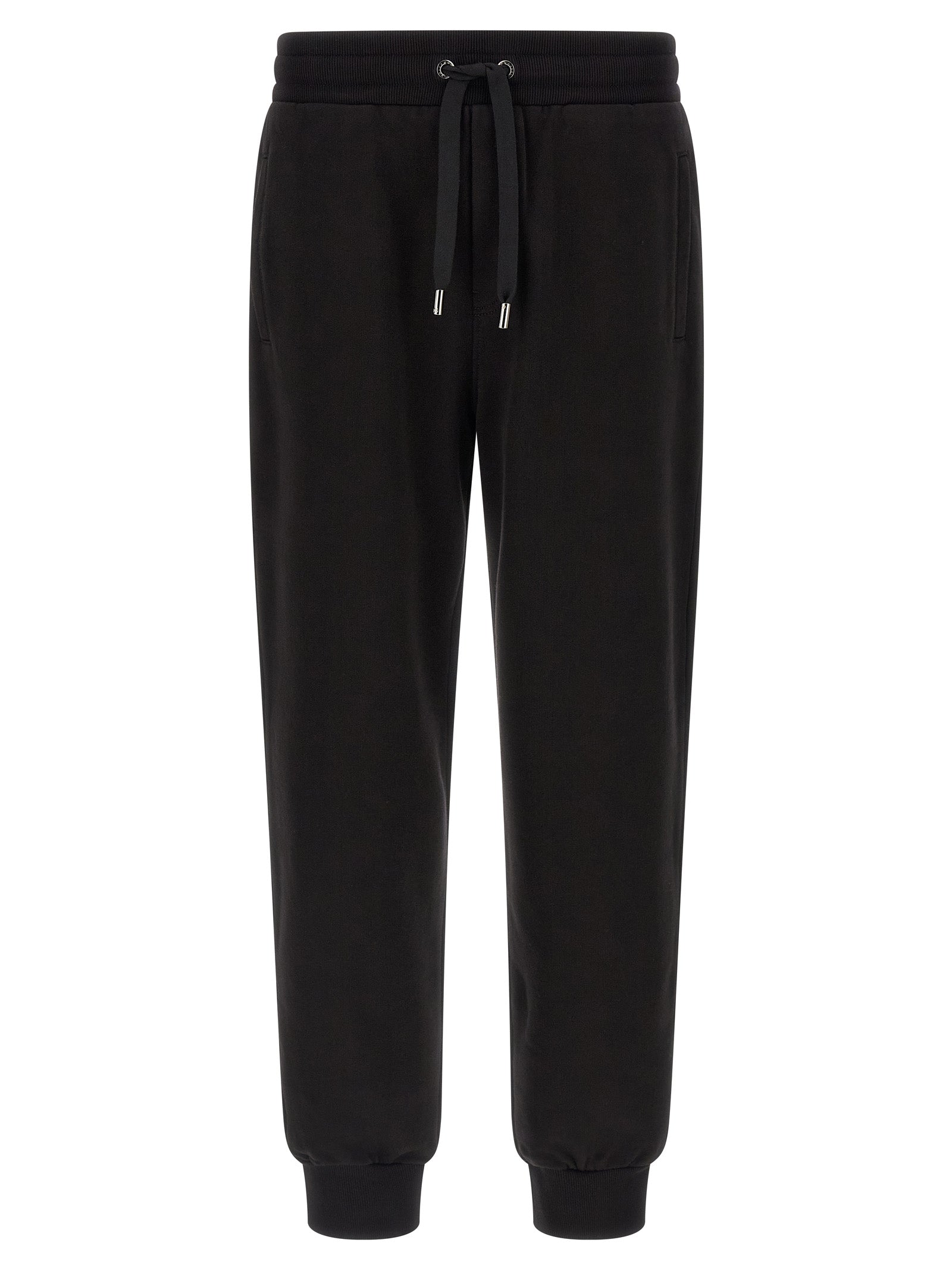 Pantalons de jogging en coton noir Dolce & Gabbana pour l'entraînement, avec détails de style décontracté et logo discret.