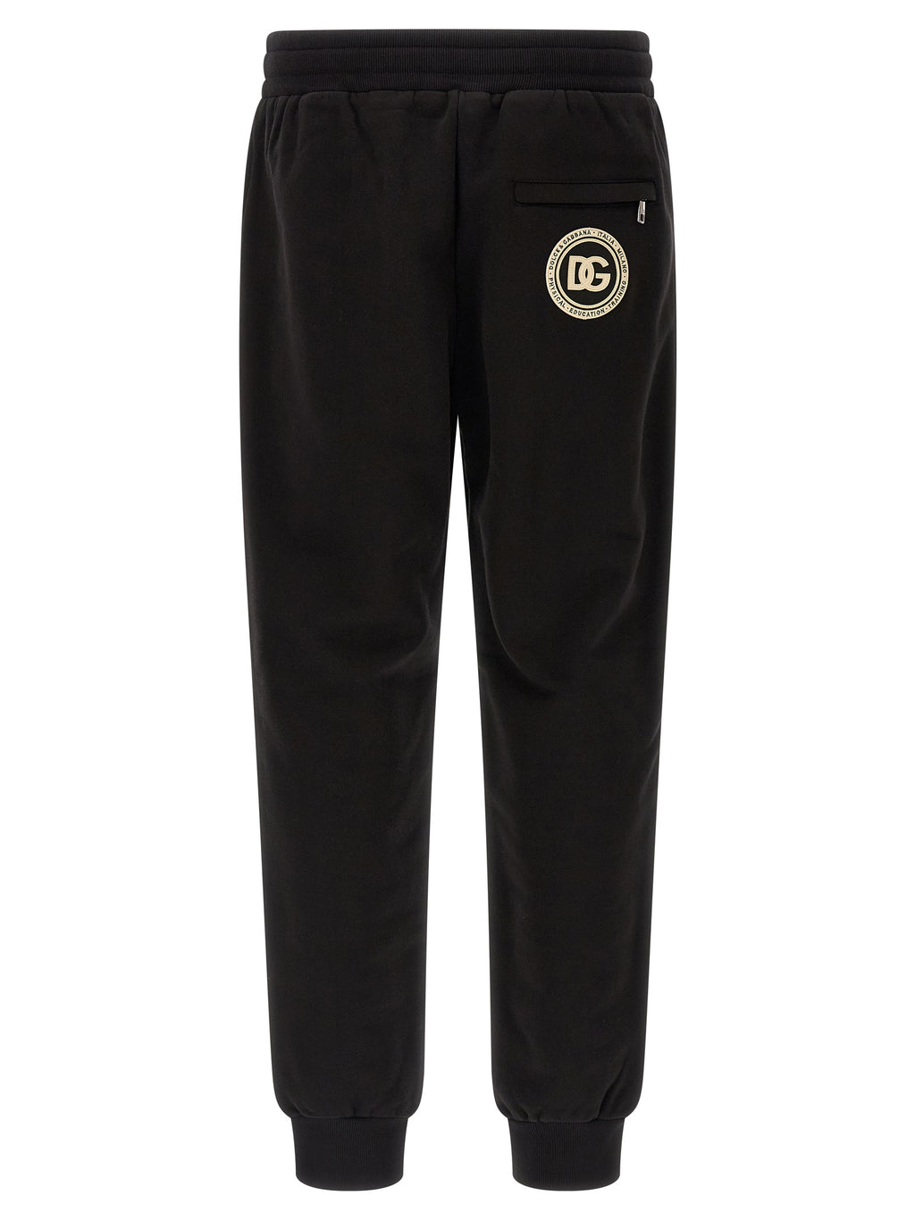 Pantalons de jogging en coton noir Dolce & Gabbana, style décontracté et confortable pour l'entraînement ou la détente.