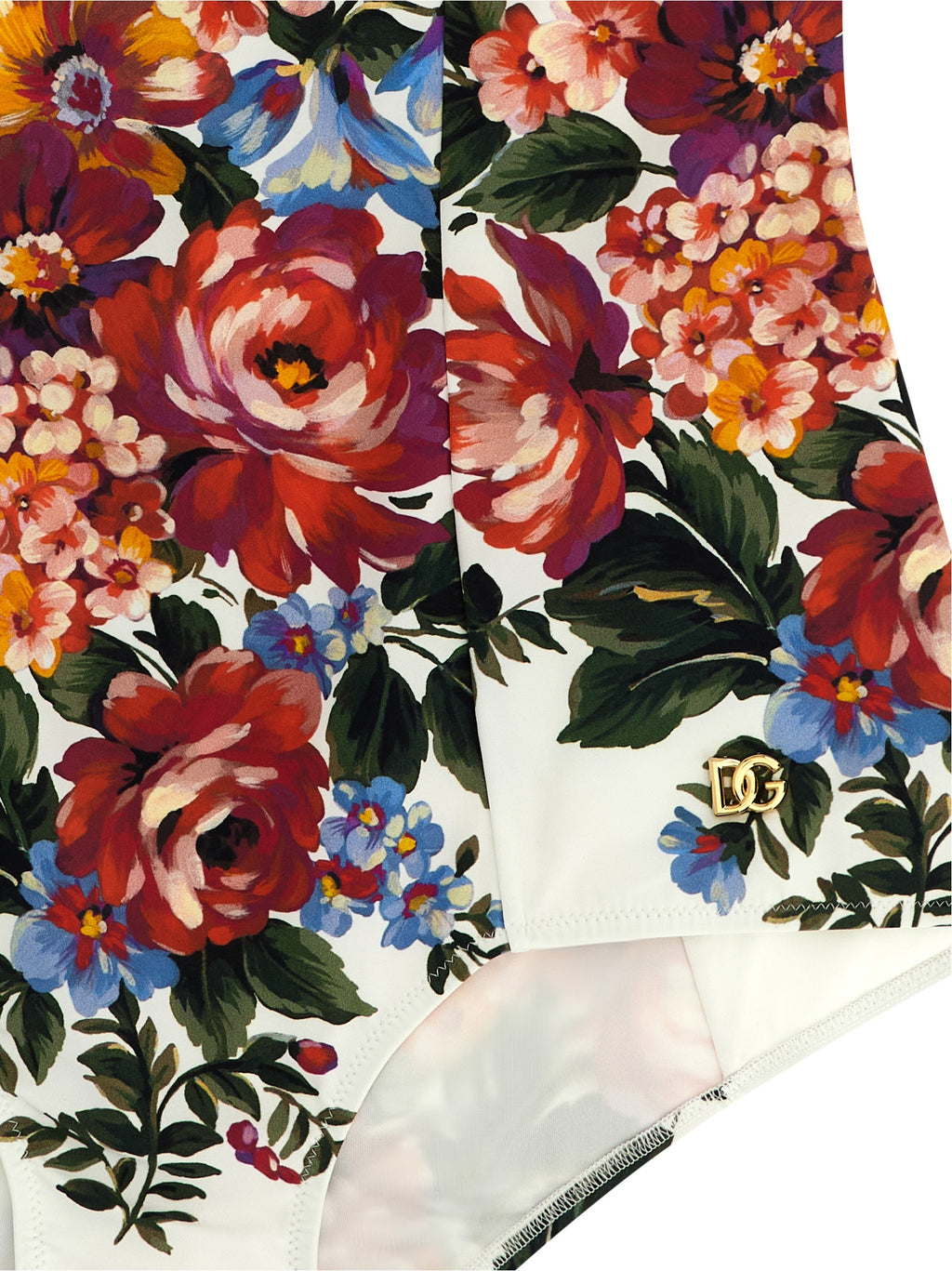 Maillot de bain une pièce blanc en polyamide de Dolce & Gabbana, vue de face, avec détails élégants et coupe ajustée.
