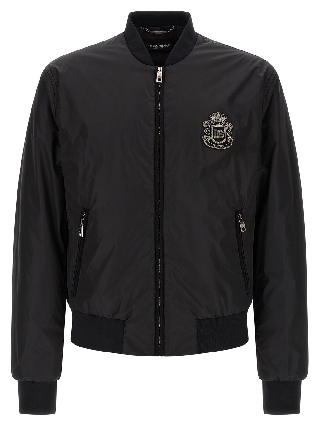 Veste bomber noire en polyamide de Dolce & Gabbana, coupe moderne et élégante, avec fermeture éclair et détails tendance.