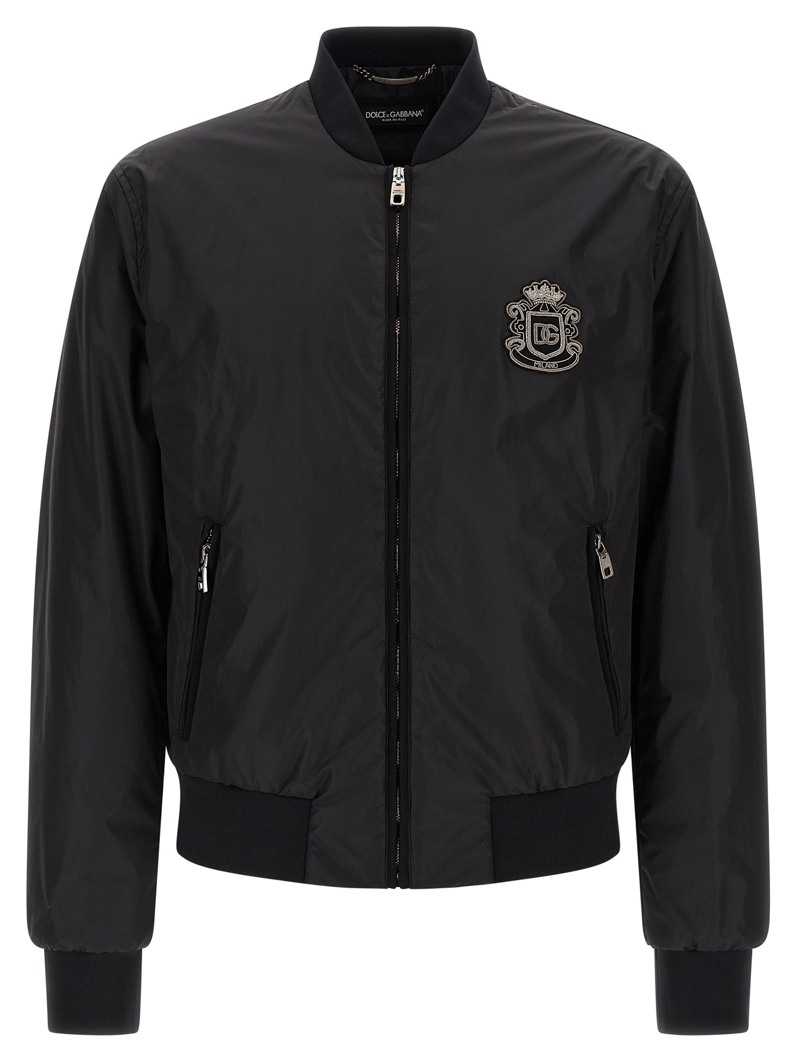 Veste bomber noire en polyamide de Dolce & Gabbana, coupe moderne et élégante, avec fermeture éclair et détails tendance.