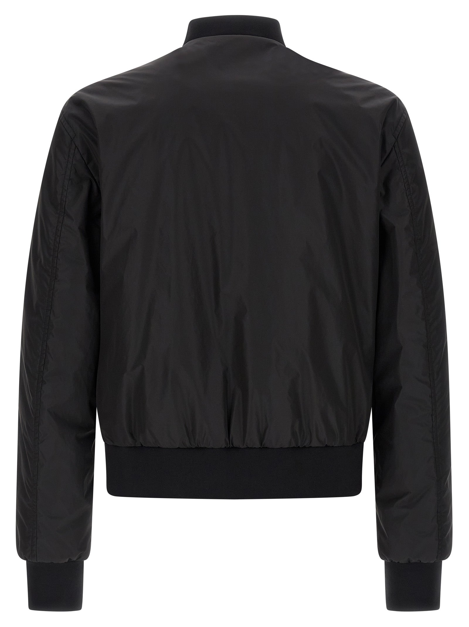 Veste bomber noire en polyamide de Dolce & Gabbana, style élégant avec fermeture éclair et col montant.