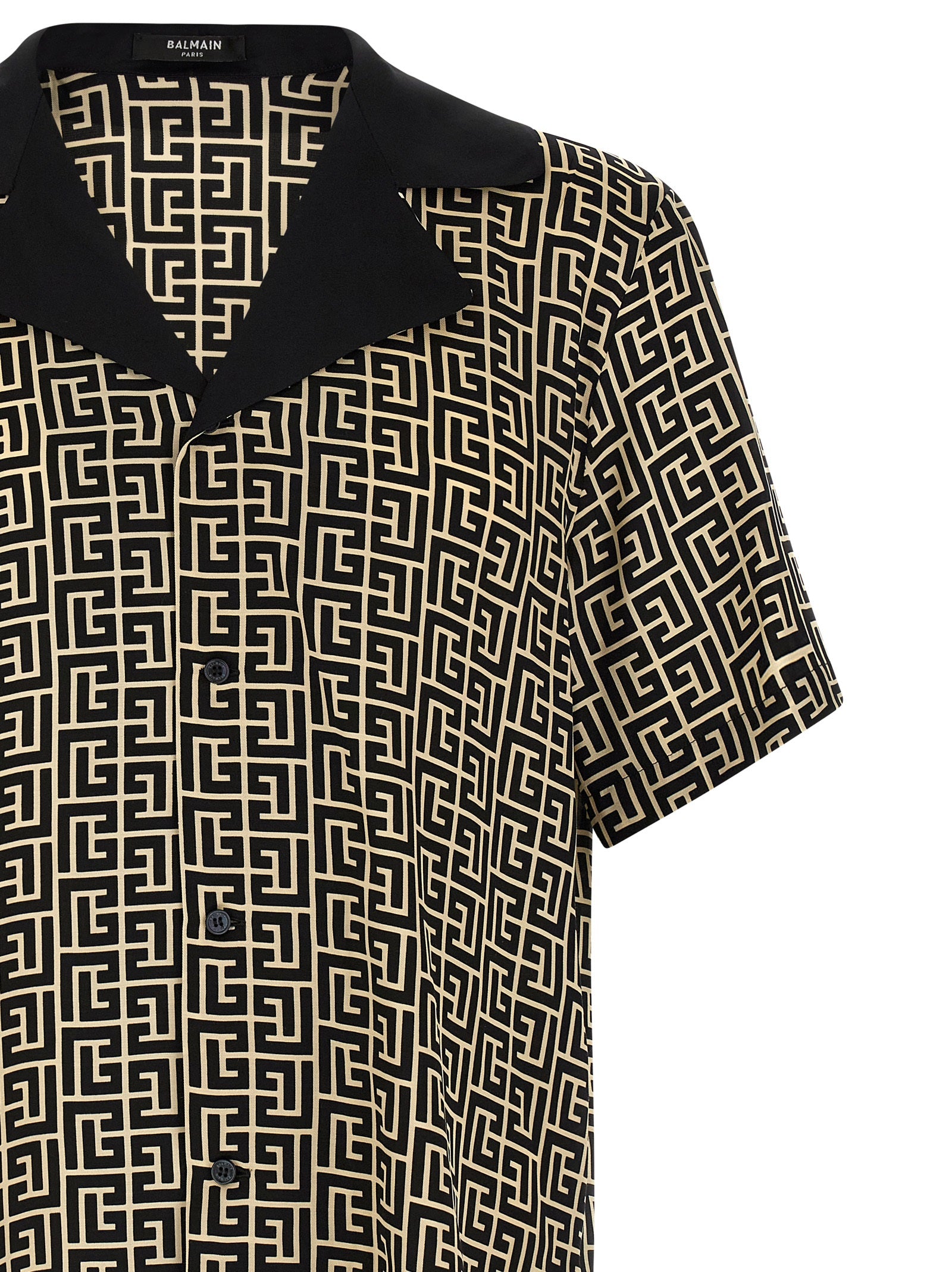 Chemise en viscose bicolore Balmain avec col et manches longues, aspect élégant et sophistiqué.